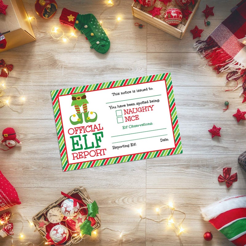 Pink Pixie Studio 25 Official Elf Reports- 4 x 6 Elves Notice Naughty or Nice Behavior to Accompany Your Holiday Christmas Elf- North Pole Santa Surveillance Xmas Note Cards - Image 4